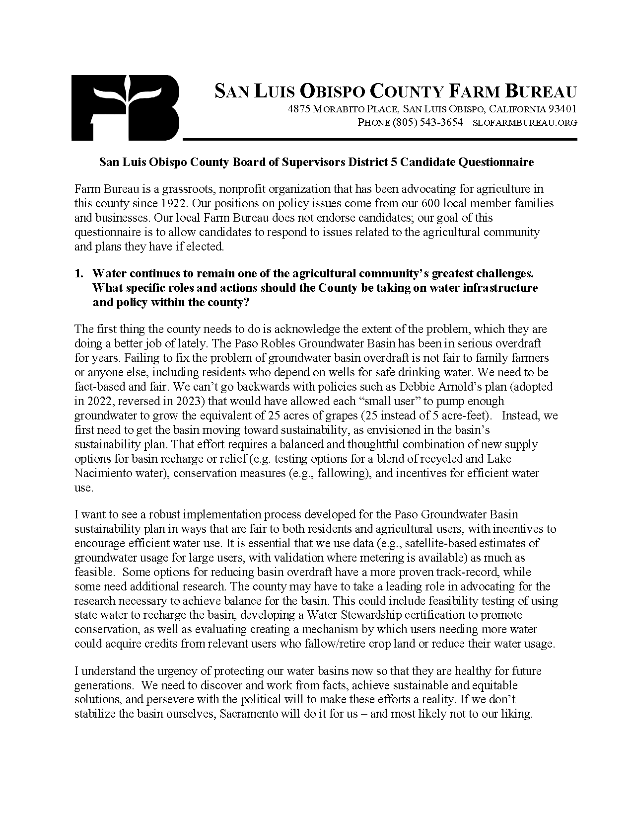 San Luis Obispo County Farm Bureau - Susan Funk vs Heather Moreno ...